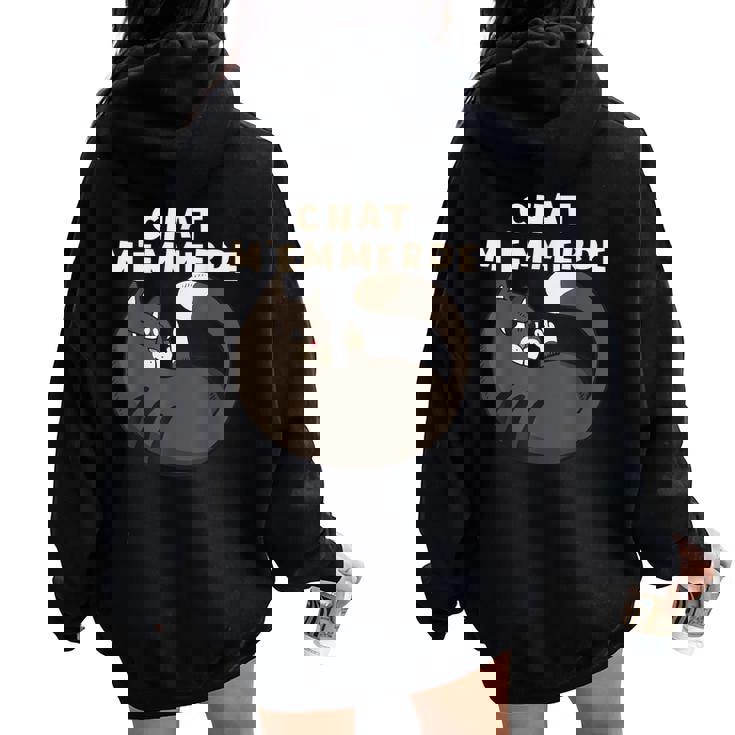 Chat M'emmerde Chat M'épuise Chat Homme Cadeau Humour Sweat à capuche oversize pour femme avec imprimé dans le dos