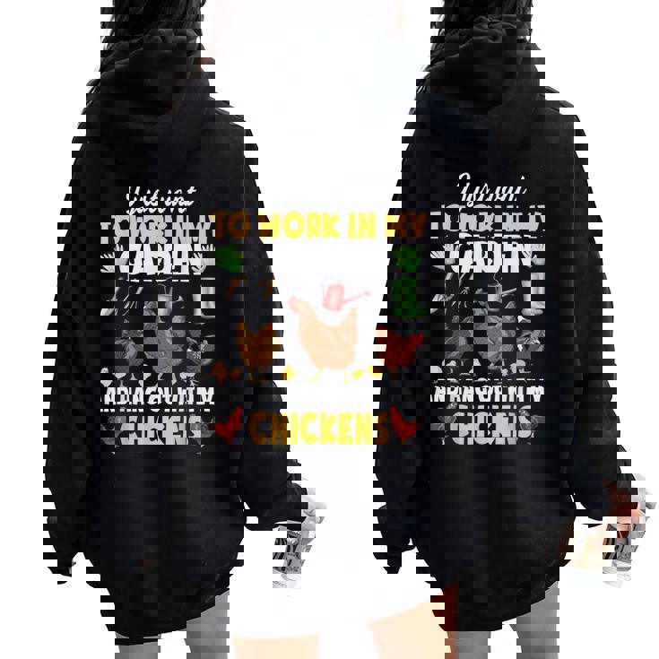 Chicken Animal Farm Garden For Farmer Men Women Gardening Women Oversized Hoodie Back Print