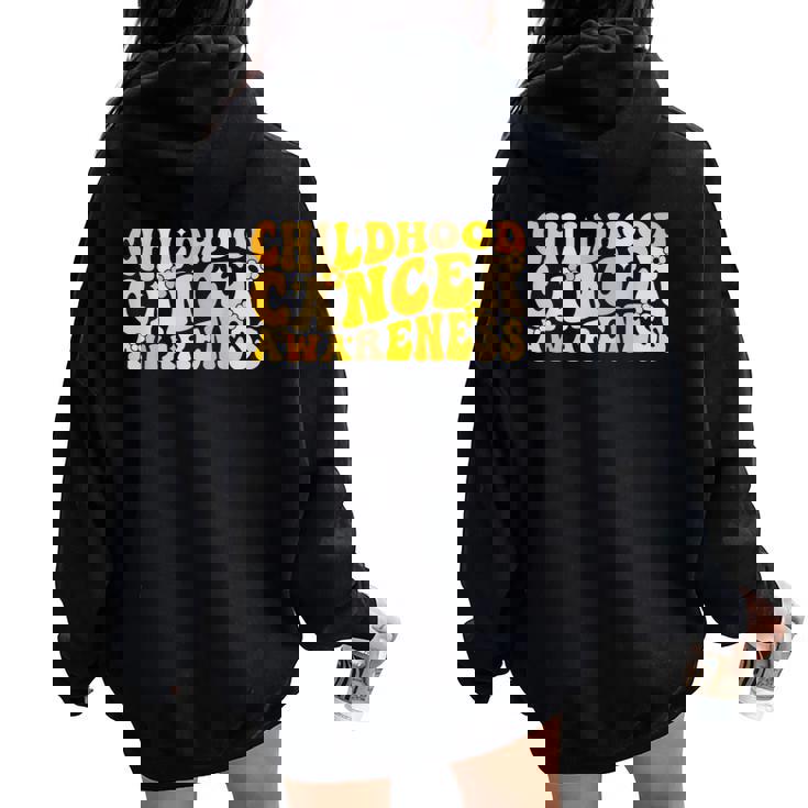 Childhood Cancer Awareness Rainbow Awareness Ribbon Women Oversized Hoodie Back Print