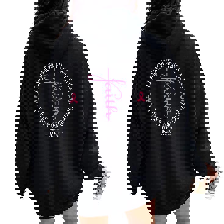 Christian Breast Cancer Awareness Faith Luke 1 Women Oversized Hoodie Back Print Christian Breast Cancer Awareness Faith Luke 1 Women Oversized Hoodie Back Print