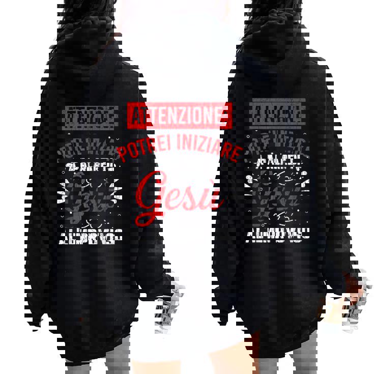 Citazione Divertente Di Gesù Pasqua Christian Lover Felpa con cappuccio oversize da donna con stampa posteriore