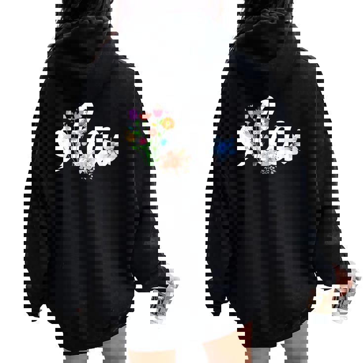 Comma La Floral Kamala Harris President 2024 Coma La Flowers Women Oversized Hoodie Back Print