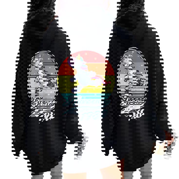 Compleanno Ragazza Donna Awesome Since 1980 Unicorn Felpa con cappuccio oversize da donna con stampa posteriore