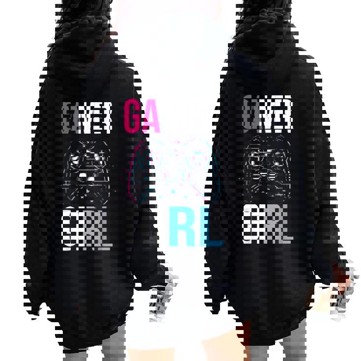 Controller Ragazza Gamer Girl Regalo Per Donne Gaming Felpa con cappuccio oversize da donna con stampa posteriore