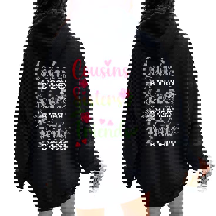 Side By Side Or Miles Apart Sisters Women Oversized Hoodie Back Print Seseable CA