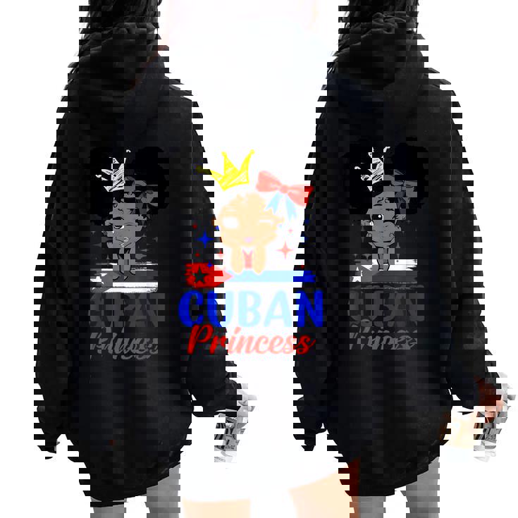 Cuban Princess Cuba Girl Melanin Cute Cuban Flag Women Oversized Hoodie Back Print