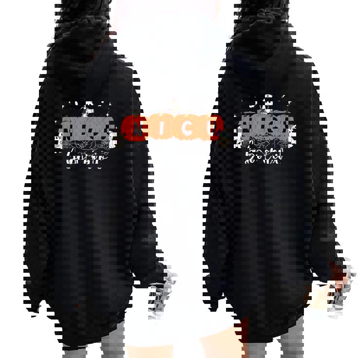 Cute Nicu Boo Crew Spooky Nurse Halloween Cute Ghost Pumpkin Women Oversized Hoodie Back Print