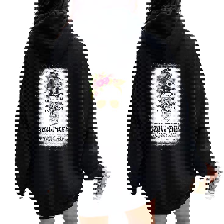 Da Donna Leopard Messy Bunched Skull Brush We Back Lunch Felpa con cappuccio oversize da donna con stampa posteriore