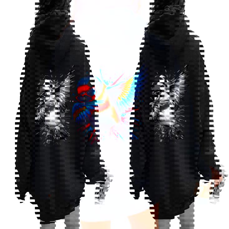 Danse Dab Chardonneret Sweat à capuche oversize pour femme avec imprimé dans le dos