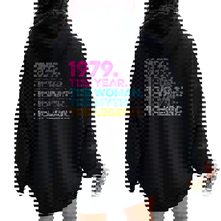 Donna Compleanno Regalointage 1979 Year Woman Myth Legend Con Collo A Felpa con cappuccio oversize da donna con stampa posteriore