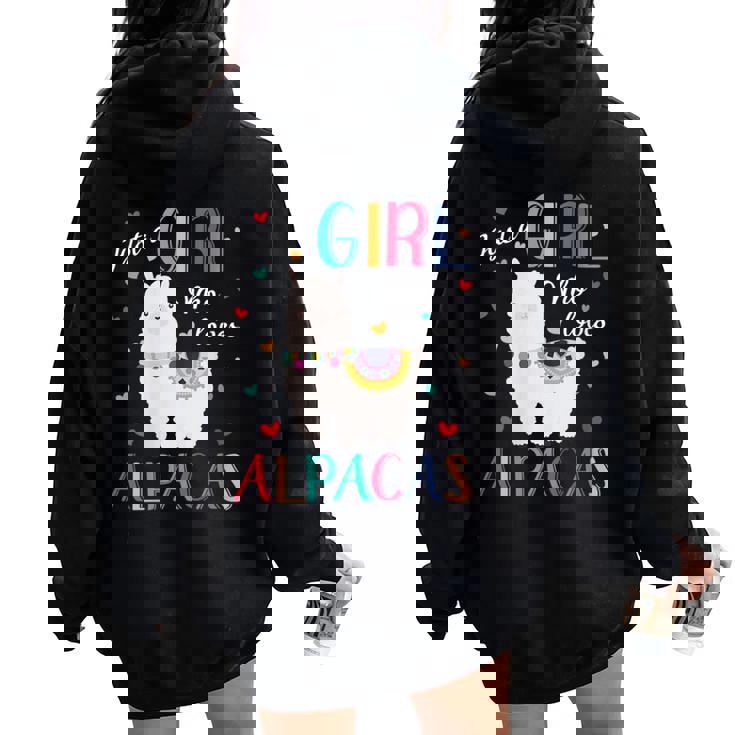 Donna Just A Girl Who Loves Alpacas Camicia Regalo Alpaca Con Collo A Felpa con cappuccio oversize da donna con stampa posteriore