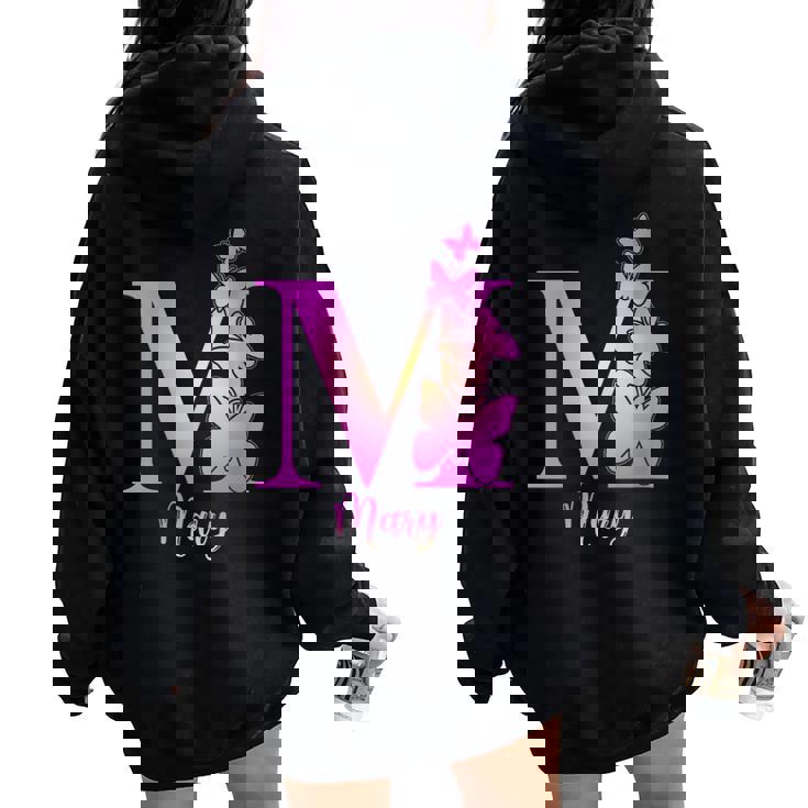 Donna Mary Carino Personalizzato Farfalla Personalizzato Bambini Ragazze Nome Con Collo A Felpa con cappuccio oversize da donna con stampa posteriore