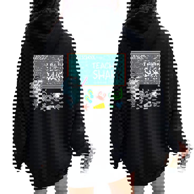 Emotion Face Middle School Teacher Shark Teaching Women Oversized Hoodie Back Print