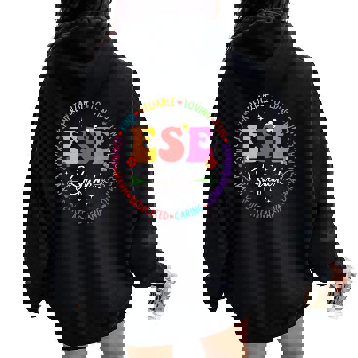 Ese Squad First Last Day Team Teacher Student Tribe Women Oversized Hoodie Back Print