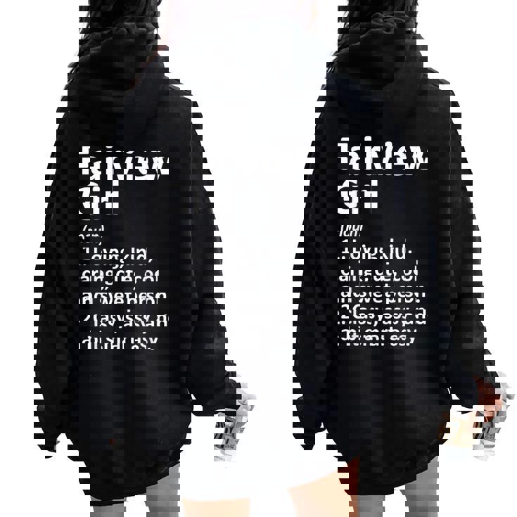 Fairview Girl Tx Texas Cadeau Amusant Pour Fille Sweat à capuche oversize pour femme avec imprimé dans le dos