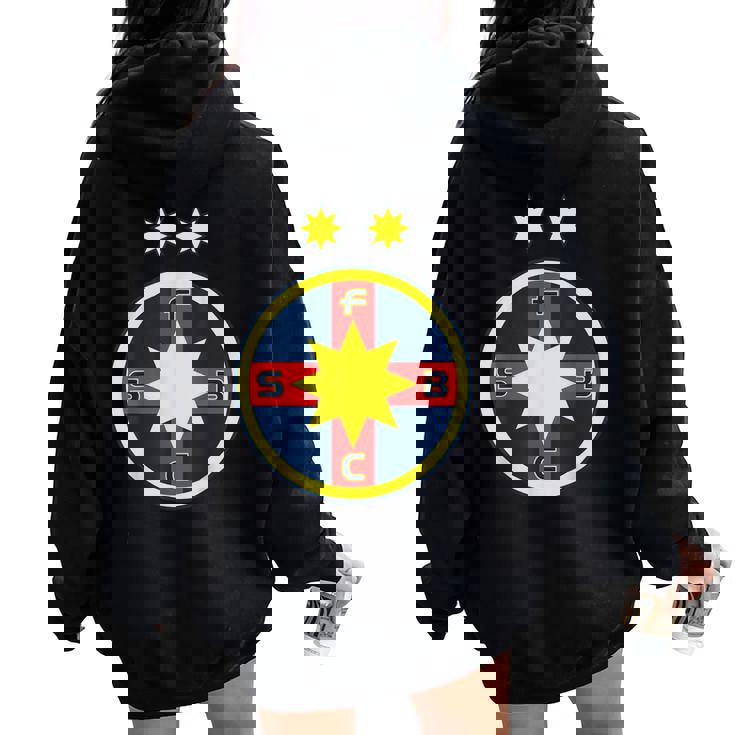 Fcsb Club Supporter Fan Romania Romanian Felpa con cappuccio oversize da donna con stampa posteriore