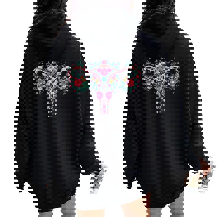 Floral Uterus -Intage S Droits Des S Féministes Fortes Sweat à capuche oversize pour femme avec imprimé dans le dos