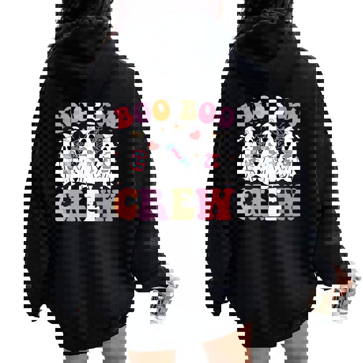 Boo Boo Crew Halloween Costume Nurse Spooky Ghost Women Oversized Hoodie Back Print