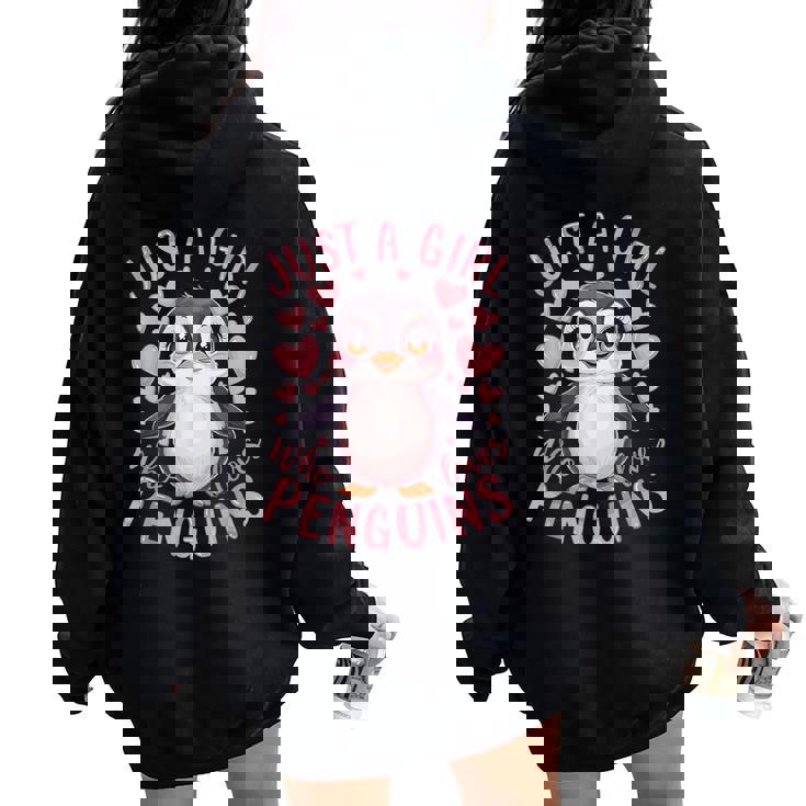 Penguin Animal Just A Girl Who Loves Penguins Women Oversized Hoodie Back Print