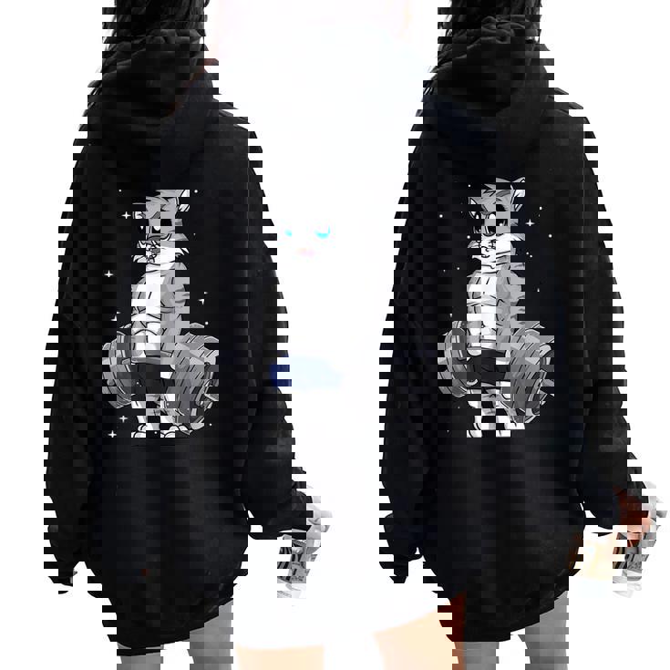 Gato Levantamiento De Pesas Fitness Entrenamiento Es Y Hombres Women Oversized Hoodie Back Print