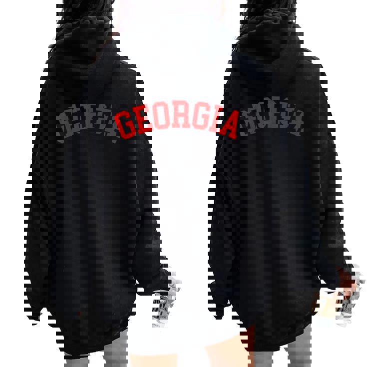 Georgia Ga Vintage Sports Red Women Oversized Hoodie Back Print