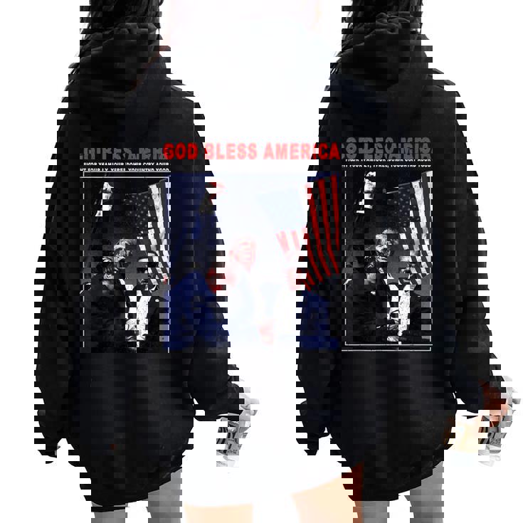 God Bless America Presidente Trump 2024 Usa Flag Uomini Donne Felpa con cappuccio oversize da donna con stampa posteriore