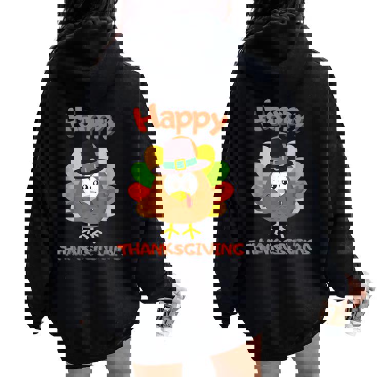 Happy Turkey Thanksgiving Day Per Ragazzi Ragazze Bambini Pellegrino Felpa con cappuccio oversize da donna con stampa posteriore