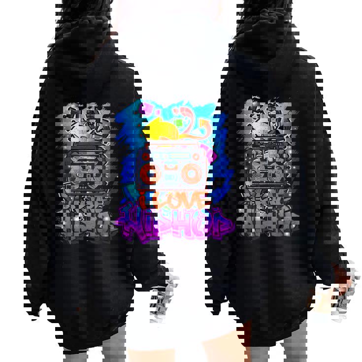 Hiphop Regalo Graffiti Music Per Ragazzi E Ragazze Freestyle Felpa con cappuccio oversize da donna con stampa posteriore