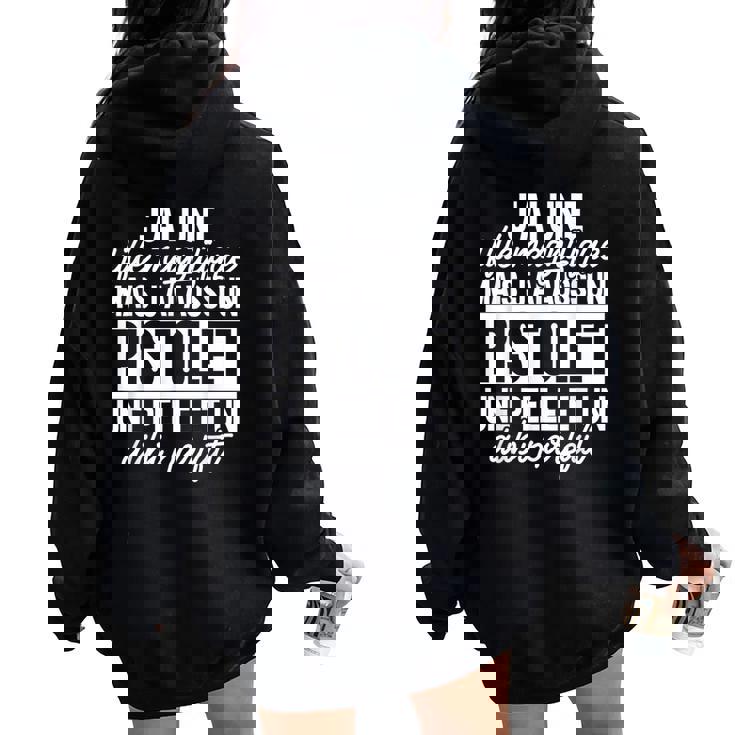 Homme Papa Drole J'ai Une Fille Magnifique Fête Des Pères Sweat à capuche oversize pour femme avec imprimé dans le dos