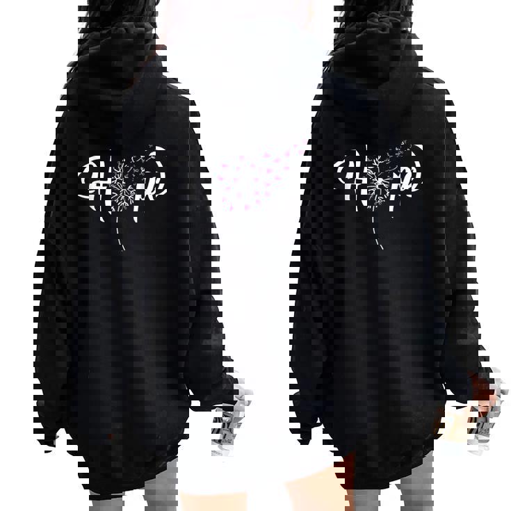 Hope Pink Ribbon Dandelion Breast Cancer Awareness Warrior Women Oversized Hoodie Back Print