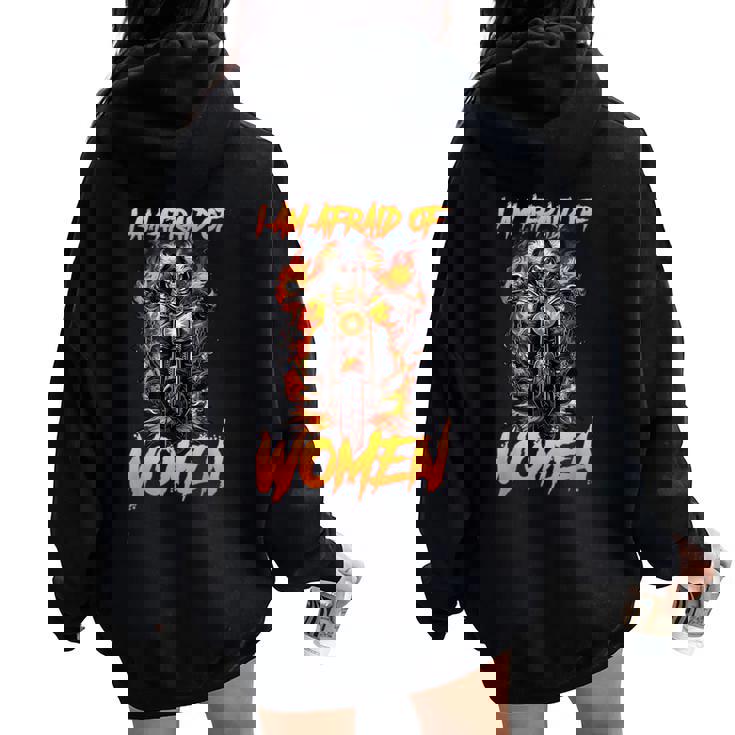I'm Afraid Of Cringe Skeleton Felpa con cappuccio oversize da donna con stampa posteriore