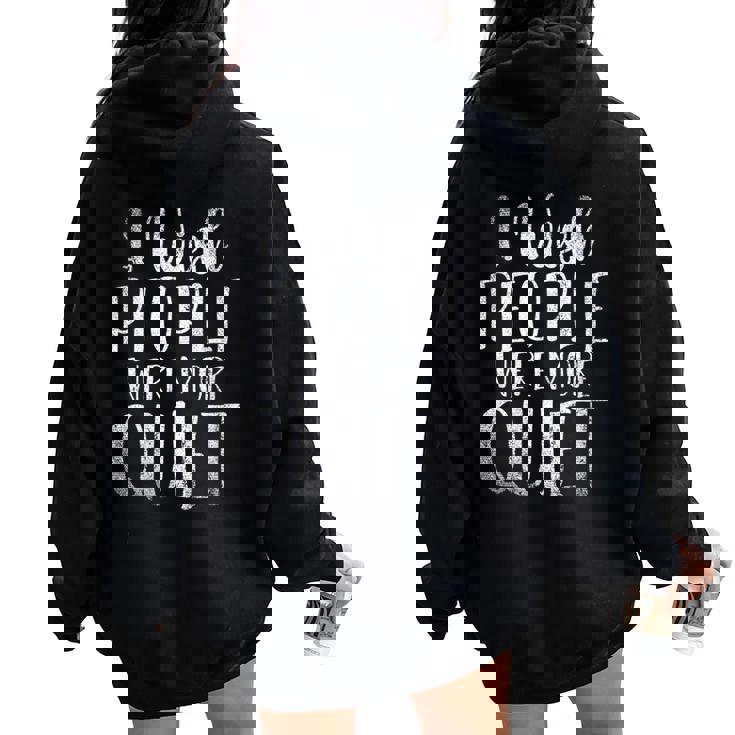 Je Souhaite Que Les Gens Soient Plus Calmes Drôle Cadeau Sweat à capuche oversize pour femme avec imprimé dans le dos