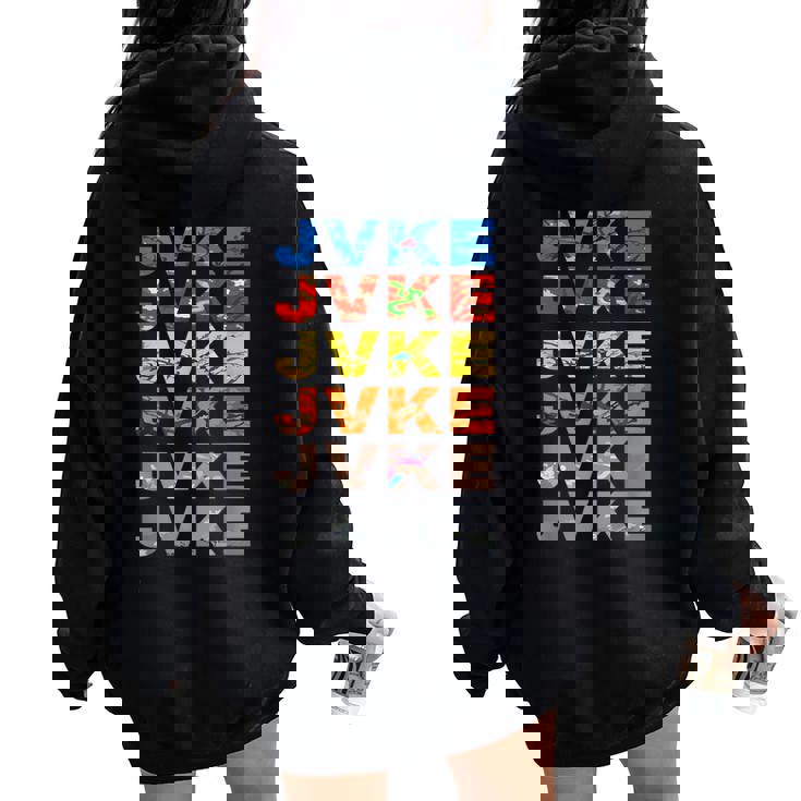 Jvke Colorful With Butterfly And Snake Vintage Retro Women Oversized Hoodie Back Print