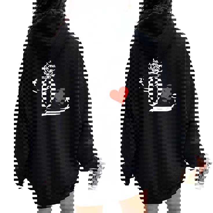 King & Queen Of Hearts Matching Couple Saint Valentine's Day Women Oversized Hoodie Back Print