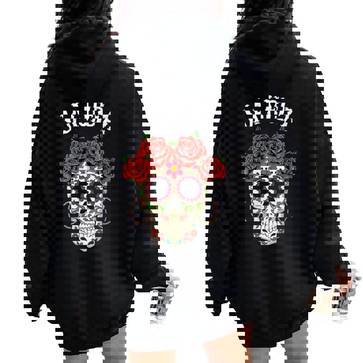 La Jefa Sugar Skullêtements Mexicain Dia De Los Muertos Dead Sweat à capuche oversize pour femme avec imprimé dans le dos