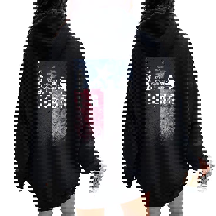 Liberty Guns Beer Texas Sweat à capuche oversize pour femme avec imprimé dans le dos