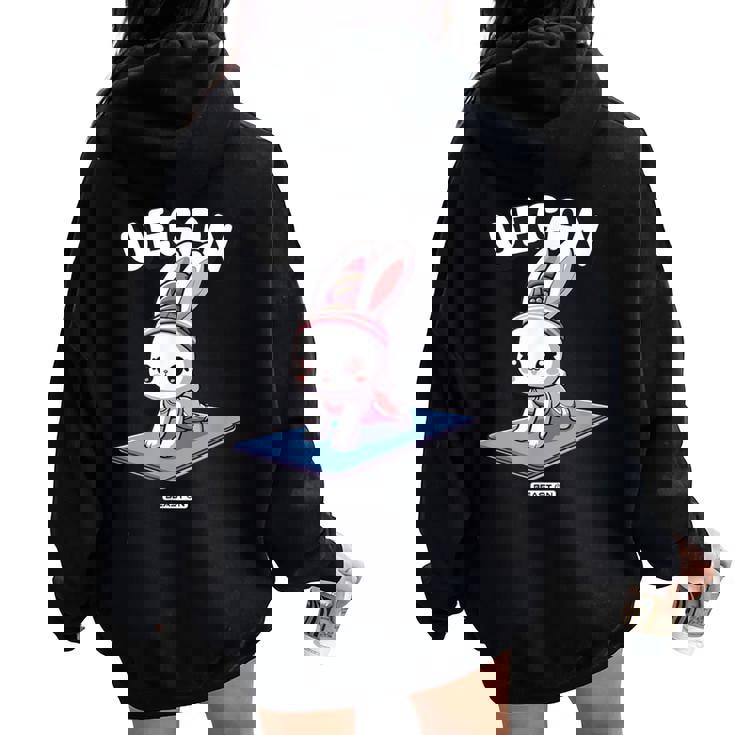 Lindo Conejito Fitnessegano Divertido Es Gimnasio Entrenamientos Women Oversized Hoodie Back Print