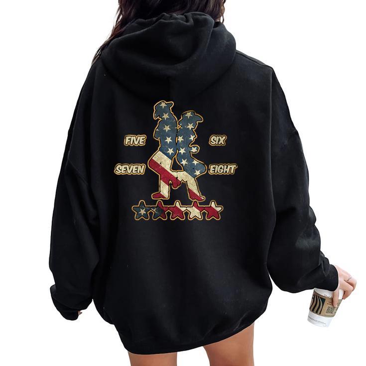 Line Dance Stars 5 6 7 8 Country Love Women Oversized Hoodie Back Print Monsterry