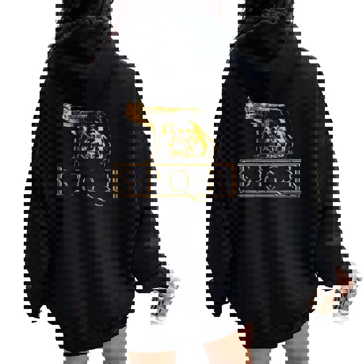 Loba Capitolina Spqr Roma Women Oversized Hoodie Back Print