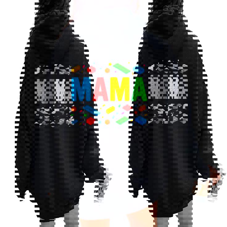 Mama Master Builder Building Bricks Blocks Women Oversized Hoodie Back Print