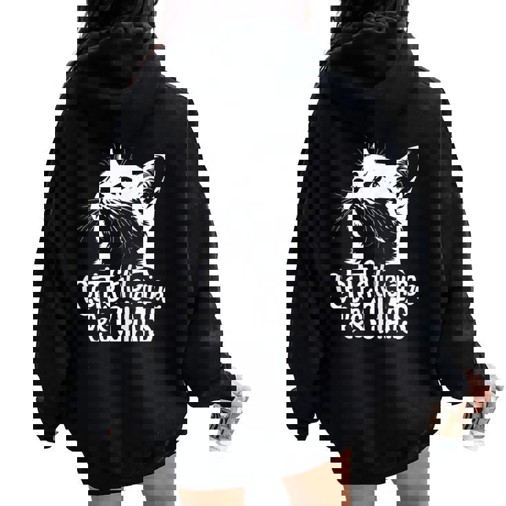 Maman Chat Cette Fille Aime Les Chats Humour Chat Sweat à capuche oversize pour femme avec imprimé dans le dos