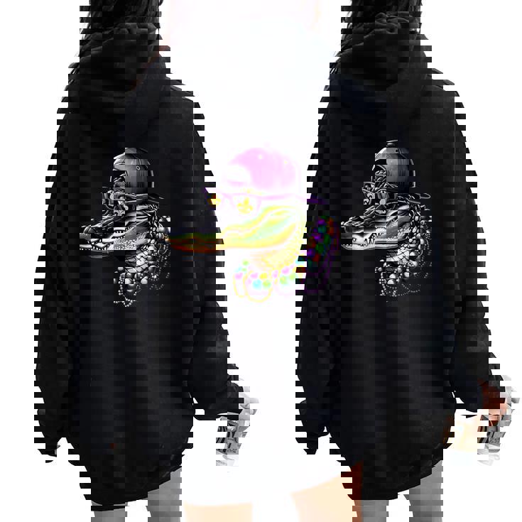 Mardigator Mardi Gras Alligator Costume Mardi Gras Women Oversized Hoodie Back Print Mardigator Mardi Gras Alligator Costume Mardi Gras Women Oversized Hoodie Back Print