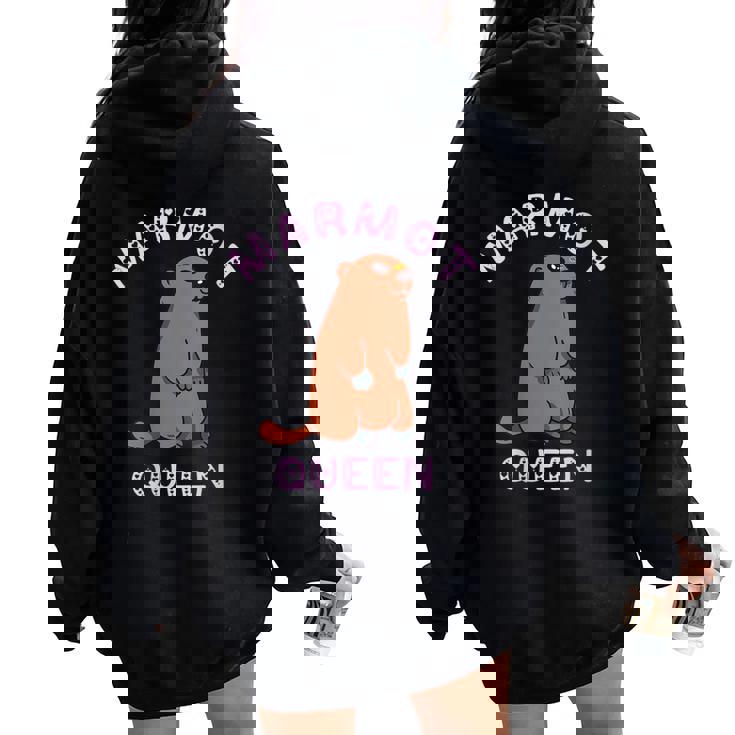 Marmot Queen Marmotta Con Maiale A Terra Con Collo A Felpa con cappuccio oversize da donna con stampa posteriore