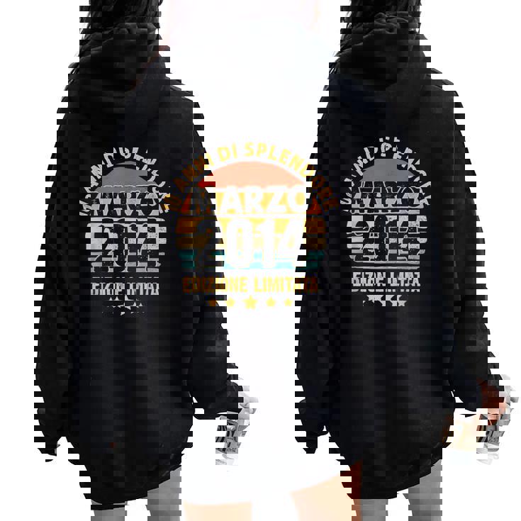 Marzo 2014 10 Anni Compleanno Ragazza Ragazzo 2014 Felpa con cappuccio oversize da donna con stampa posteriore