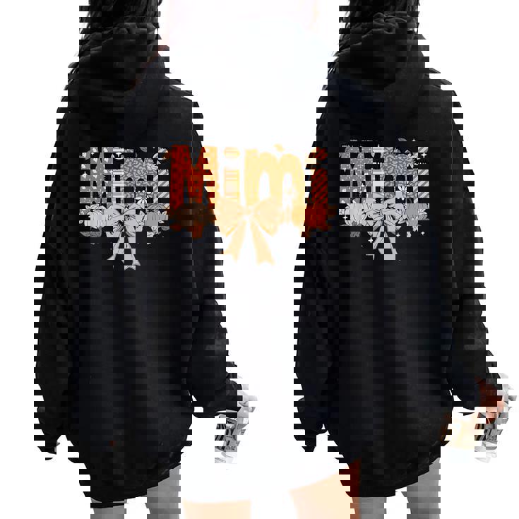Mimi Pumpkin Fall Coquette Bow Thanksgiving Mom Women Women Oversized Hoodie Back Print