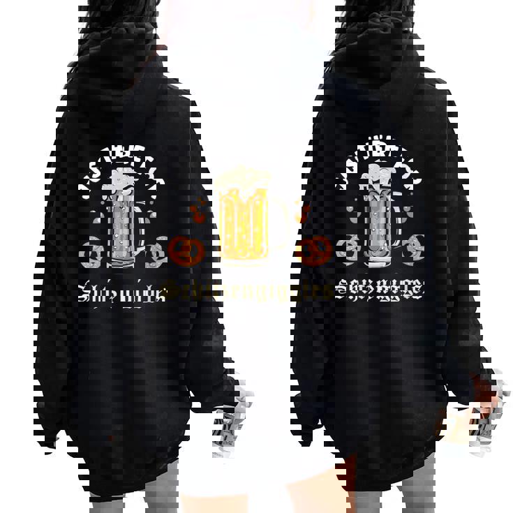 Oktoberfest Group Bachelor Party Here For Schitzengiggles Women Oversized Hoodie Back Print