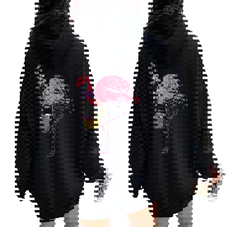 Oreilles De Lapin Mignon Flamingo Rose Chasse Aux Œufs De Sweat à capuche oversize pour femme avec imprimé dans le dos