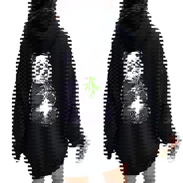 Oso Panda Con Bambú Oso Panda Niños Women Oversized Hoodie Back Print