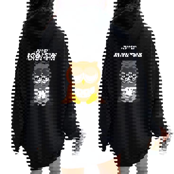 Owl Party Weekend Monday Tired Bad Mood Women Oversized Hoodie Back Print Owl Party Weekend Monday Tired Bad Mood Women Oversized Hoodie Back Print