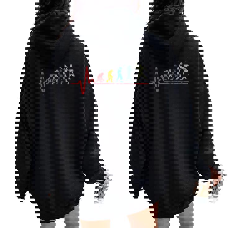 Pallamanointage Retrò Battito Cardiaco Evoluzione Felpa con cappuccio oversize da donna con stampa posteriore